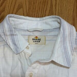 Marine Layer Shirt Mens Small Blue White Striped Short Sleeve Button Up Casual